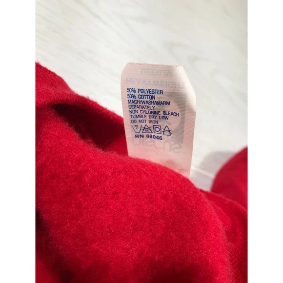 Vintage Christmas Sweatshirt M Red Michigan St Nickosaur 90s Discus Made In USA - Picture 6 of 10